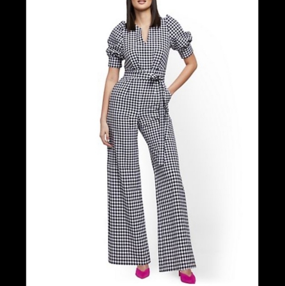 New York & Company Pants - NY&Co Gingham jumpsuit medium black and white